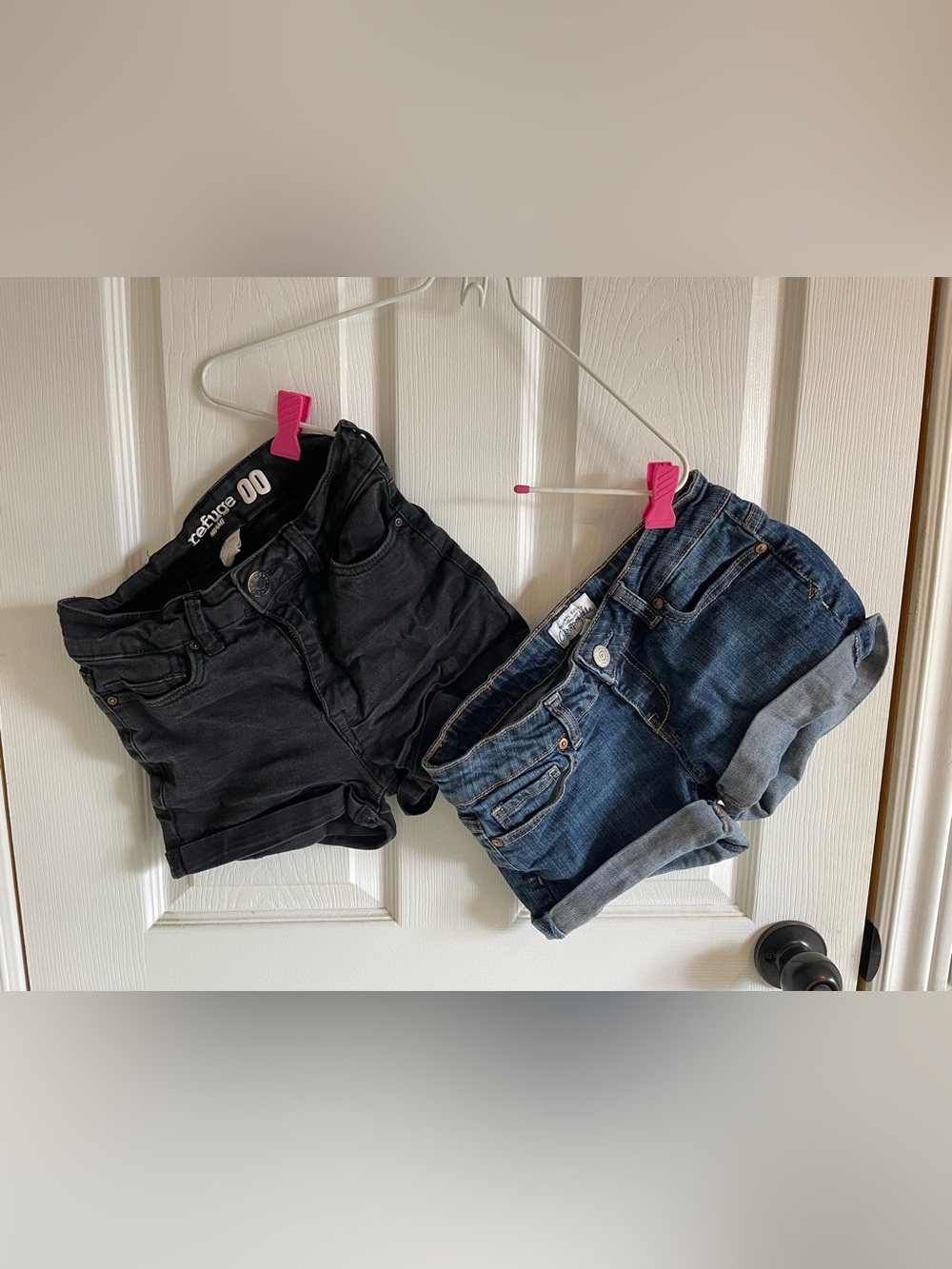 Two Pairs of girls Denim Shorts - Black Refuge & Dark Blue Aeropostale